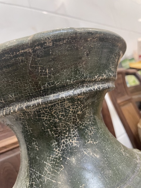 古玩陶瓷漢鋪首陶瓶真品鑒賞圖