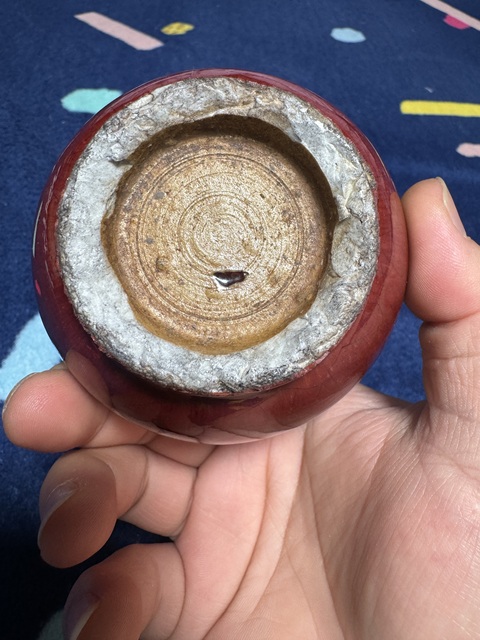 古玩陶瓷祭紅釉天球瓶真品鑒賞圖