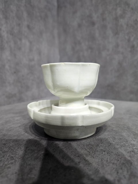 古玩陶瓷青白釉盞和托真品鑒賞圖