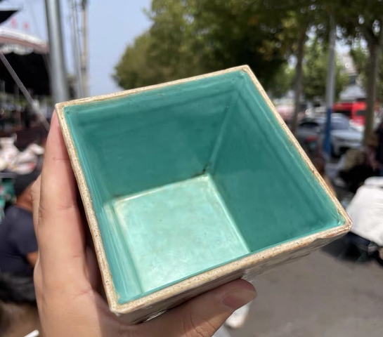 古玩陶瓷粉彩人物故事紋四方洗真品鑒賞圖