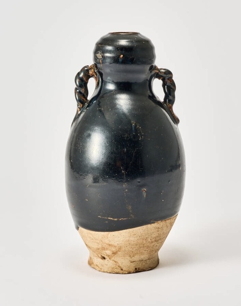 古玩陶瓷五代磁州窯系黑釉雙耳葫蘆瓶真品鑒賞圖