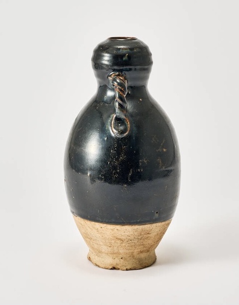 古玩陶瓷五代磁州窯系黑釉雙耳葫蘆瓶真品鑒賞圖