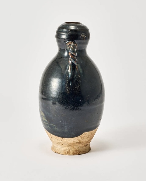 古玩陶瓷五代磁州窯系黑釉雙耳葫蘆瓶真品鑒賞圖