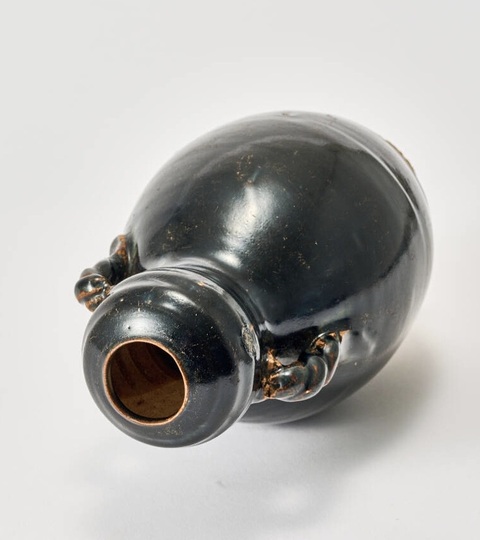 古玩陶瓷五代磁州窯系黑釉雙耳葫蘆瓶真品鑒賞圖