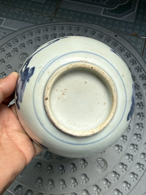 古玩陶瓷摩羯龍紋青花碗真品鑒賞圖