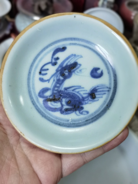 古玩陶瓷麒麟望月青花盤真品鑒賞圖