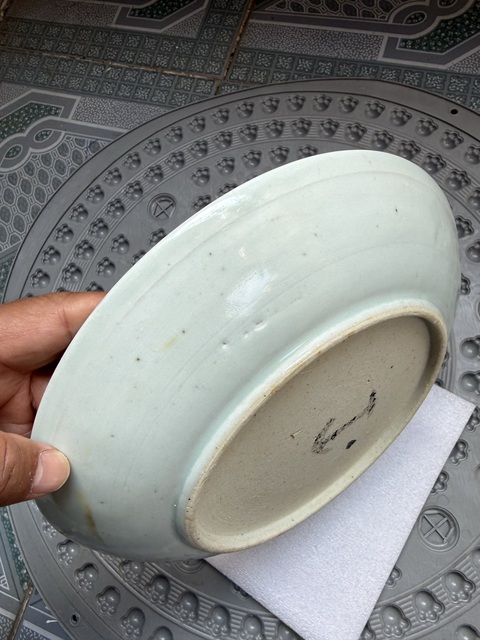 古玩陶瓷青花釉里紅魚(yú)藻紋盤真品鑒賞圖