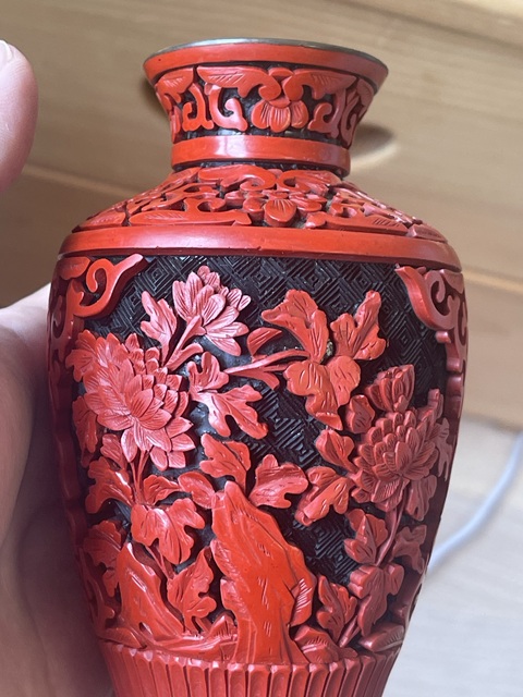 古玩雜項剔紅瓶真品鑒賞圖