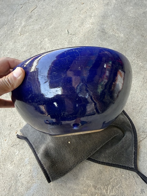 古玩陶瓷霽藍釉三乳足缽式香爐真品鑒賞圖