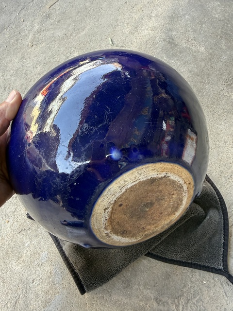 古玩陶瓷霽藍釉三乳足缽式香爐真品鑒賞圖