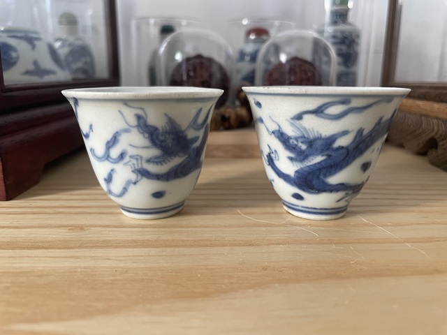 古玩陶瓷青花龍紋杯真品鑒賞圖