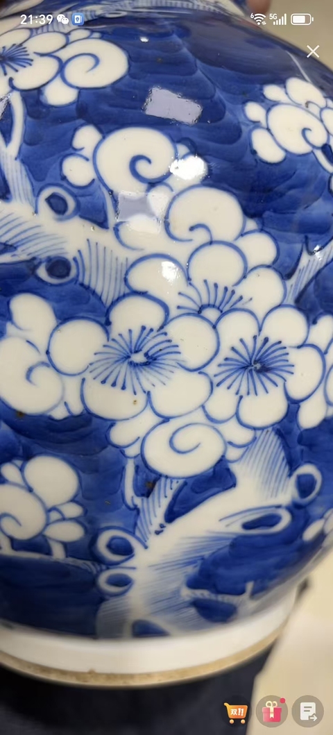 古玩陶瓷青花留白冰梅紋賞瓶真品鑒賞圖