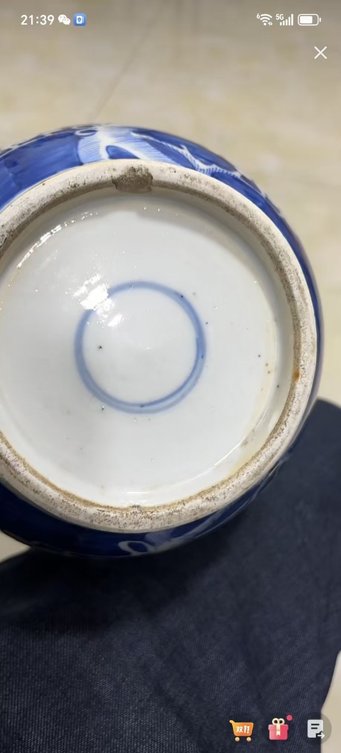 古玩陶瓷青花留白冰梅紋賞瓶真品鑒賞圖