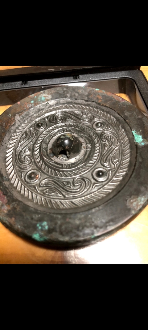 古玩銅器黑漆古四虺鏡真品鑒賞圖