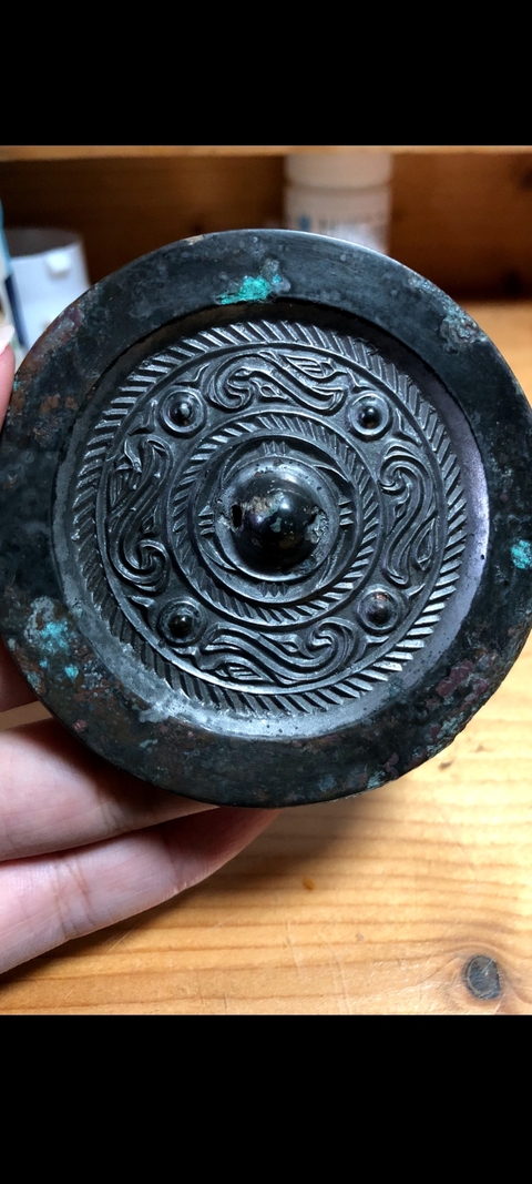 古玩銅器黑漆古四虺鏡真品鑒賞圖
