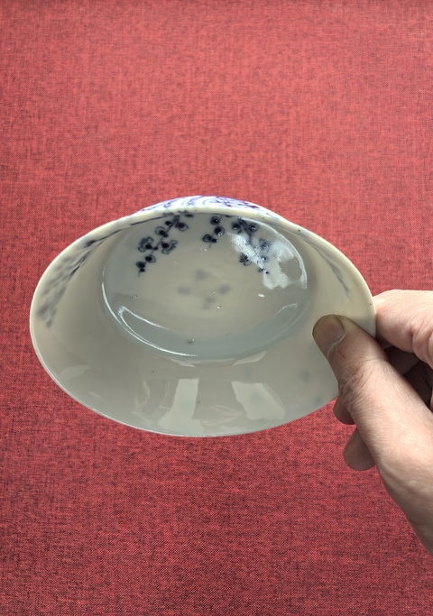 古玩陶瓷青花過枝花卉紋茶碗真品鑒賞圖