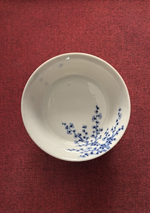 古玩陶瓷青花過枝花卉紋茶碗真品鑒賞圖