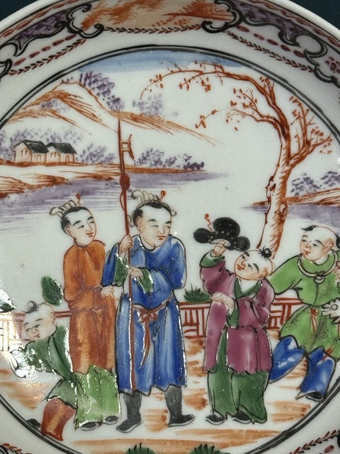 古玩陶瓷人物紋廣彩盤真品鑒賞圖