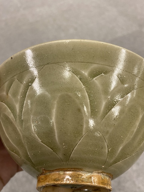 古玩陶瓷耀州窯外刻蓮盞真品鑒賞圖