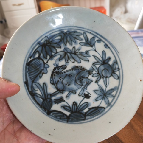 古玩陶瓷青花鹿紋盤真品鑒賞圖