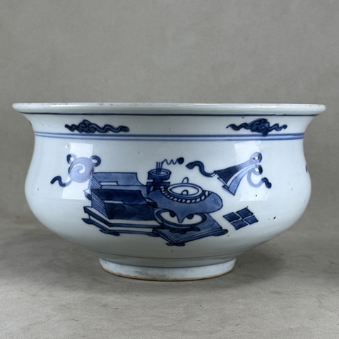 古玩陶瓷青花雜寶紋香爐真品鑒賞圖