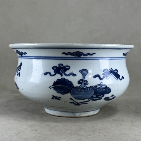 古玩陶瓷青花雜寶紋香爐真品鑒賞圖