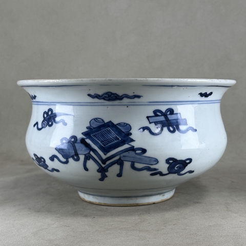 古玩陶瓷青花雜寶紋香爐真品鑒賞圖