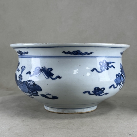 古玩陶瓷青花雜寶紋香爐真品鑒賞圖