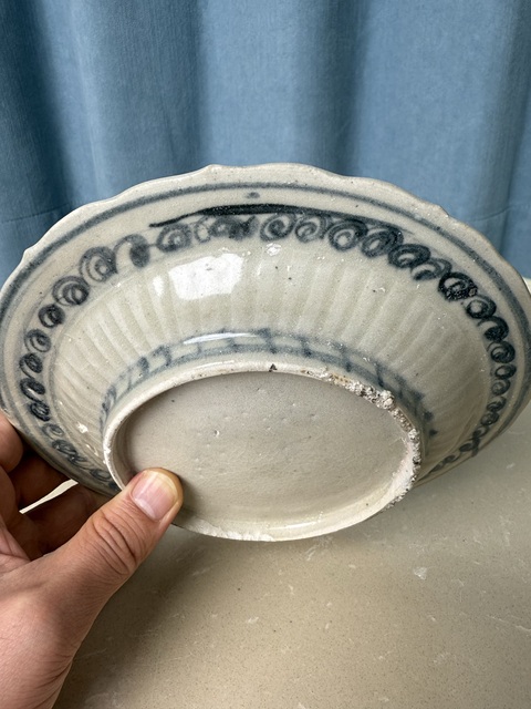 古玩陶瓷麒麟望月青花盤真品鑒賞圖