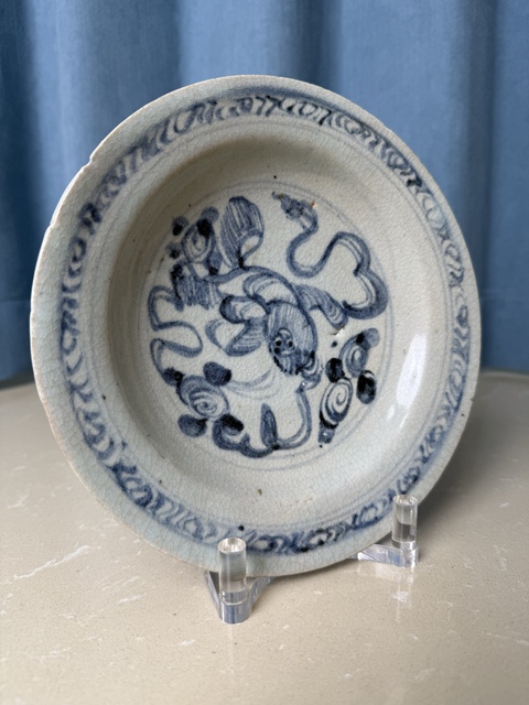 古玩陶瓷明代正德獅紋盤真品鑒賞圖