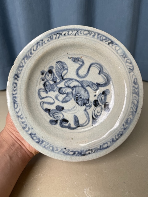 古玩陶瓷明代正德獅紋盤真品鑒賞圖