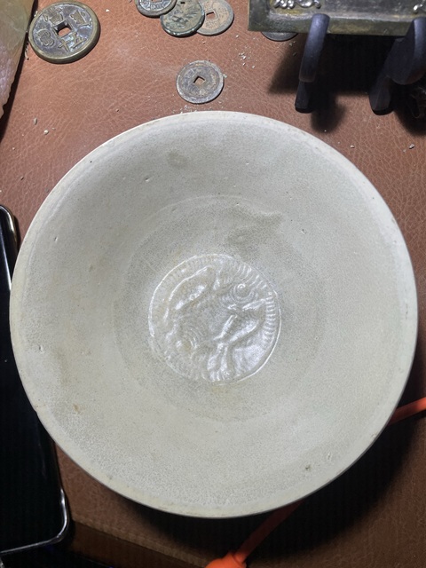 古玩陶瓷青白釉雙魚面包碗真品鑒賞圖