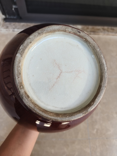 古玩陶瓷清末民國郎窯紅釉賞瓶真品鑒賞圖