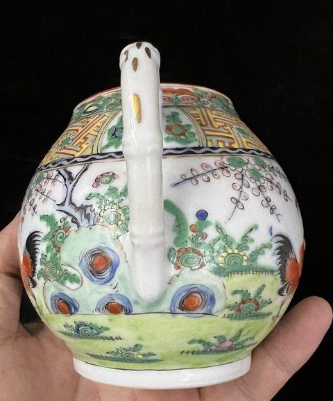 古玩陶瓷廣彩雞紋糖罐真品鑒賞圖