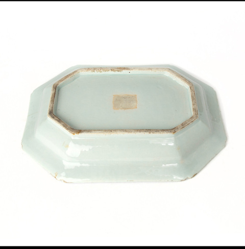 古玩陶瓷清乾隆 青花山水紋折沿盤真品鑒賞圖