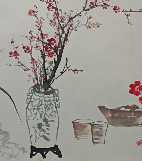 古玩字畫浙江美協(xié)會員杭州著名花鳥畫家洪國林（清遠(yuǎn)）博古圖拍賣，當(dāng)前價格499元