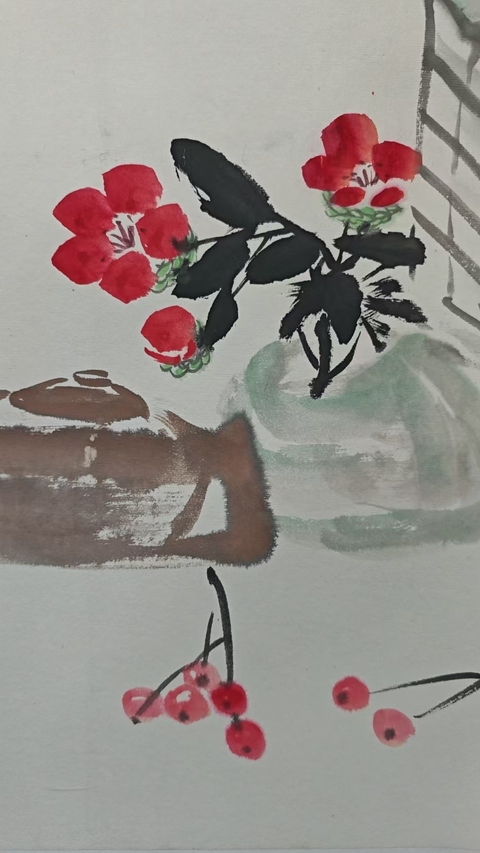 古玩字畫浙江美協(xié)會員杭州著名花鳥畫家洪國林（清遠(yuǎn)）博古圖拍賣，當(dāng)前價格499元