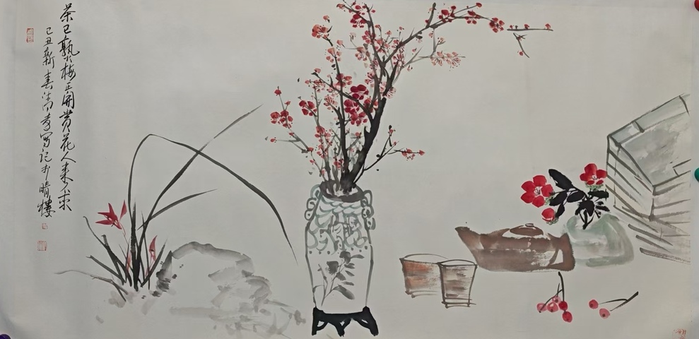 古玩字畫浙江美協(xié)會員杭州著名花鳥畫家洪國林（清遠(yuǎn)）博古圖拍賣，當(dāng)前價格499元