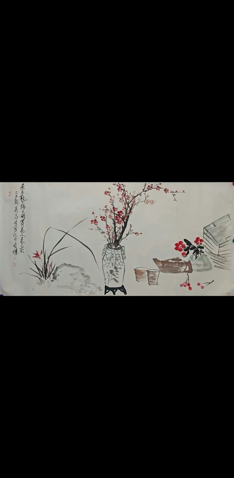 古玩字畫浙江美協(xié)會員杭州著名花鳥畫家洪國林（清遠(yuǎn)）博古圖拍賣，當(dāng)前價格499元