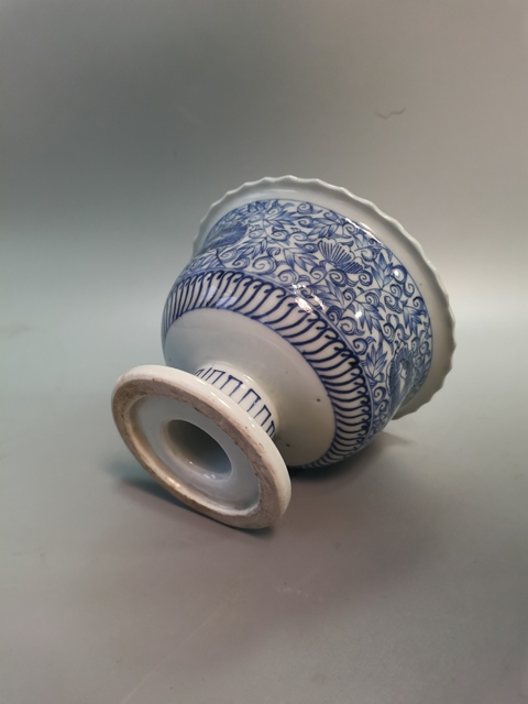 古玩陶瓷晚清民國淡描青花壽字高足杯拍賣，當前價格526元