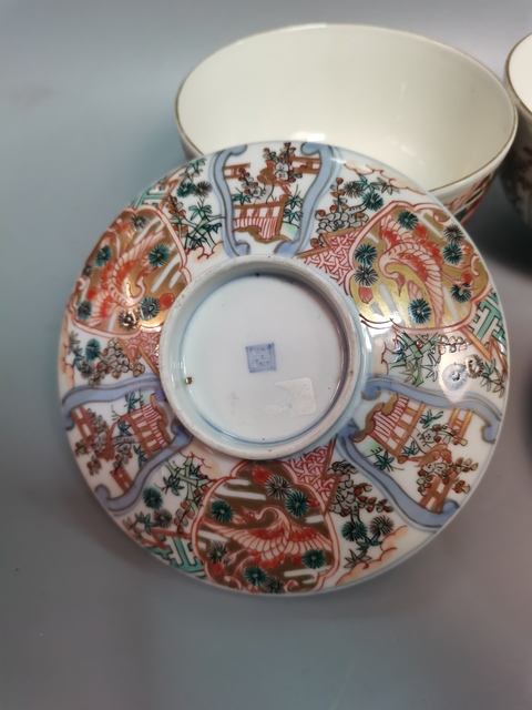 古玩陶瓷民國青花五彩花鳥蓋碗一對拍賣，當(dāng)前價(jià)格526元