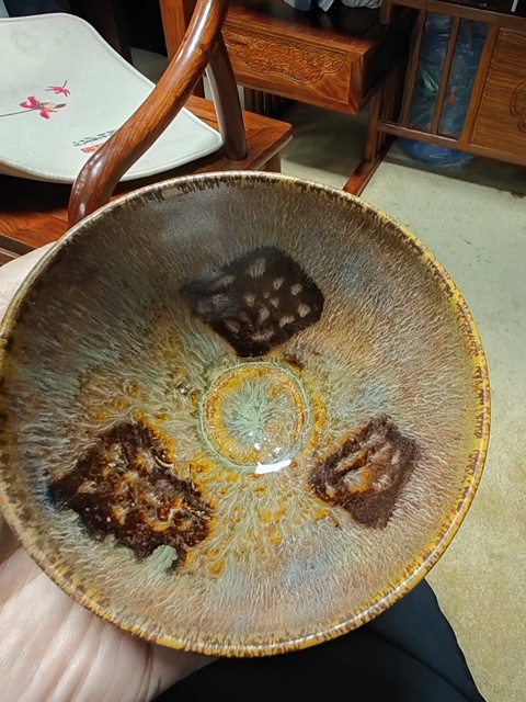 古玩陶瓷吉州窯貼花茶盞真品鑒賞圖