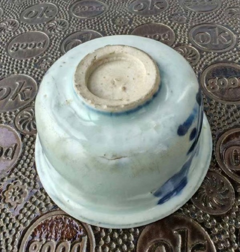 古玩陶瓷青花百財(cái)圖茶杯真品鑒賞圖