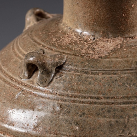 古玩陶瓷青釉盤口四系壺真品鑒賞圖