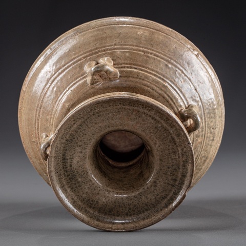 古玩陶瓷青釉盤口四系壺真品鑒賞圖