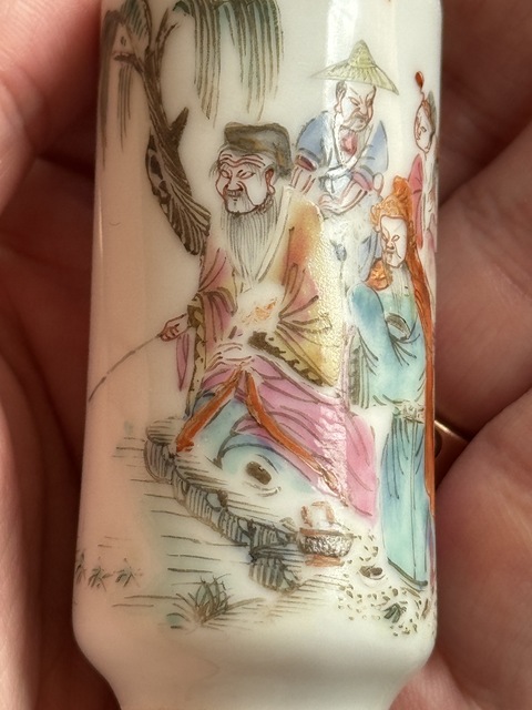 古玩陶瓷粉彩文王訪賢圖鼻煙壺真品鑒賞圖