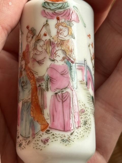 古玩陶瓷粉彩文王訪賢圖鼻煙壺真品鑒賞圖