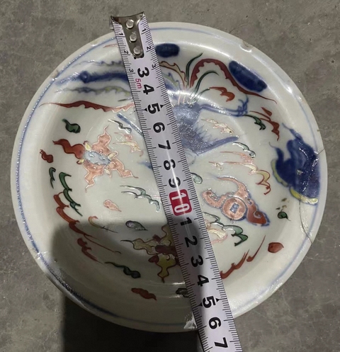 古玩陶瓷青花五彩鳳紋盤真品鑒賞圖
