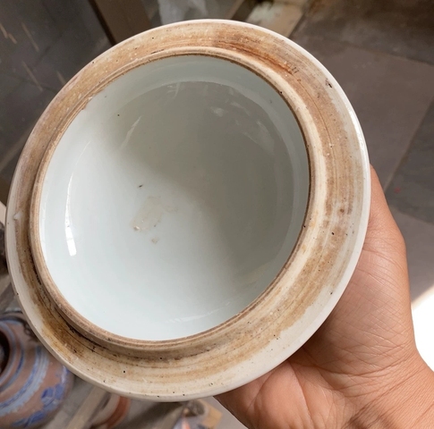 古玩陶瓷粉彩侍女人物粥罐真品鑒賞圖