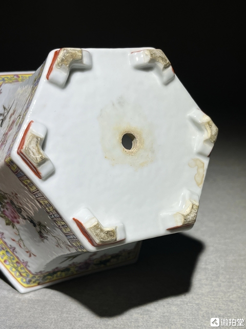 古玩陶瓷花鳥紋粉彩花盆真品鑒賞圖